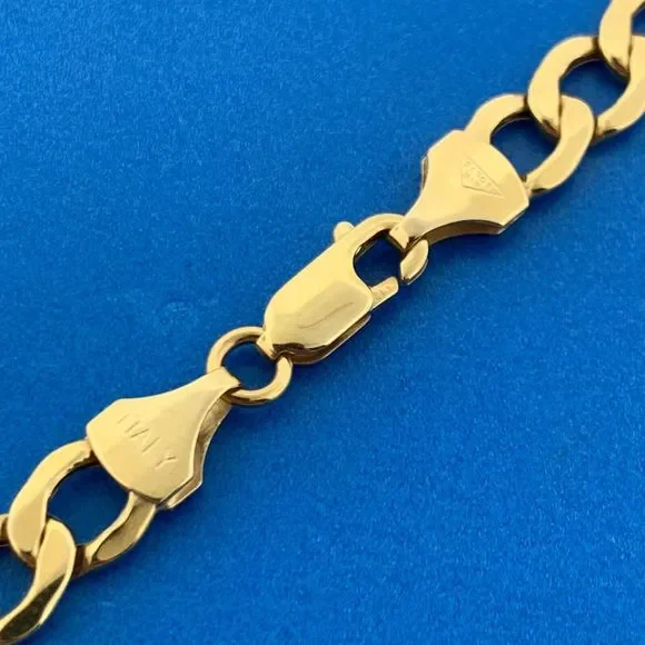 Italian Designer RL 10k Yellow Gold Cuban Curb Link 22" Chain Necklace